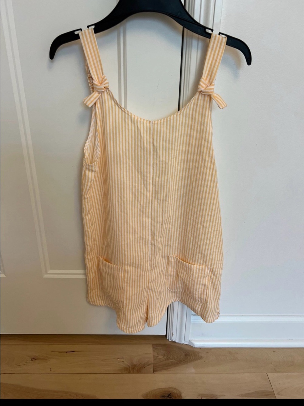 art class Peach & White Striped Tie-Shoulder Romper